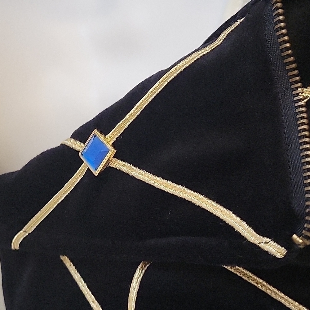 VTG IVANA 1980s Velour Embellished Spider Web Bomber Goth Track Jacket - Picture 8 of 12